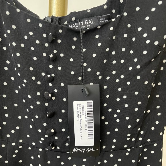 Nasty Gal It's Slit to be Square Polka Dot Maxi Dress NWT Size 2 - Picture 5 of 12